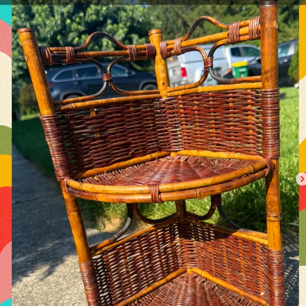 🍃🍃Small Rattan Bamboo 2 Tier Shelf🍃🍃